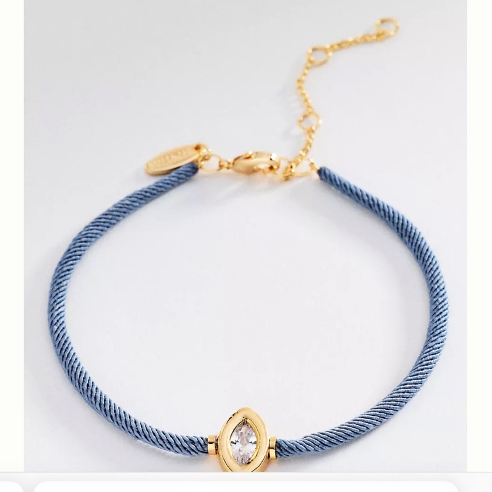 Anthropologie Corded Bezel Crystal Bracelet light blue